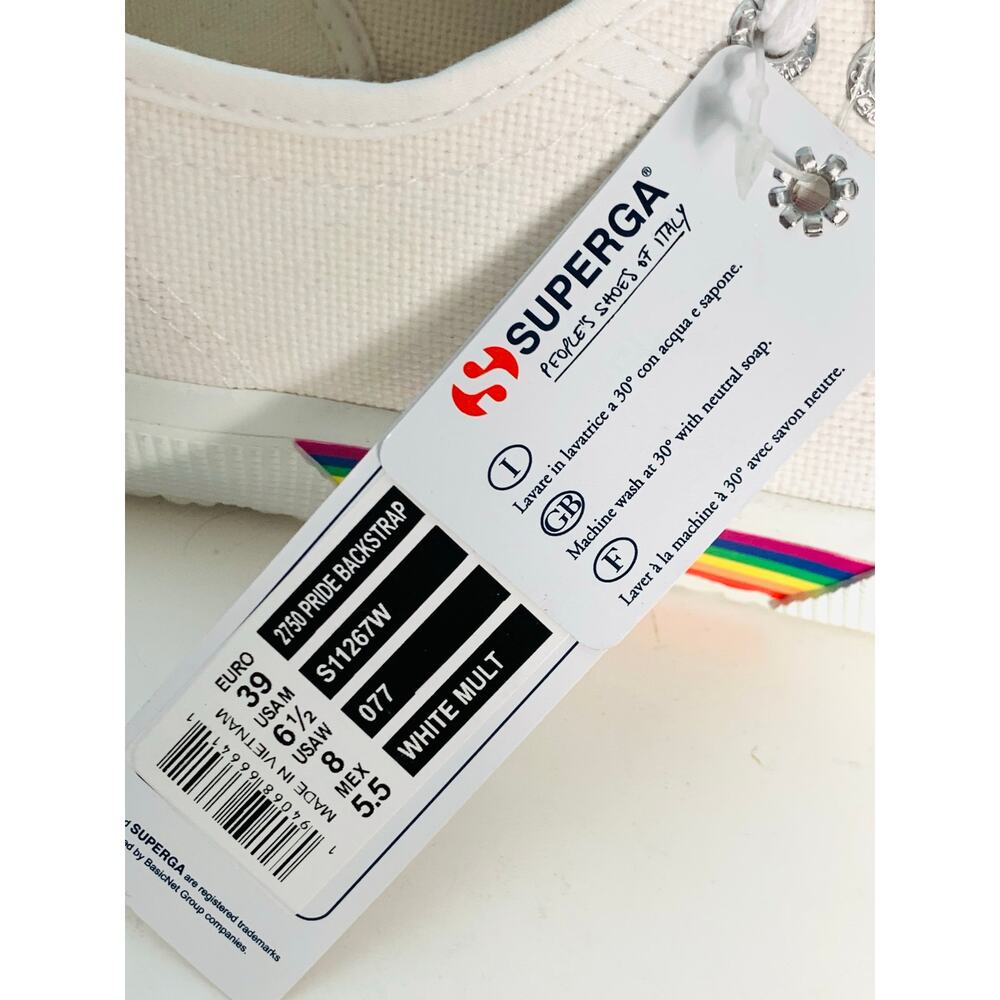 NWT Superga 2750 Pride Backstrap White Sneakers Size 8/39 - Picture 8 of 9